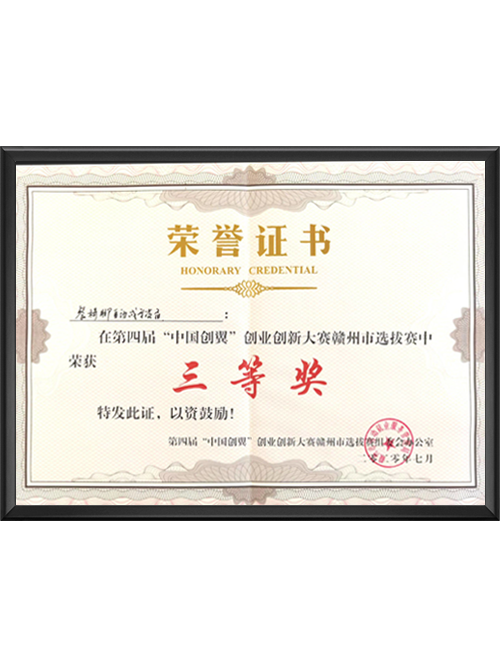 第四届“中国创翼”三等奖